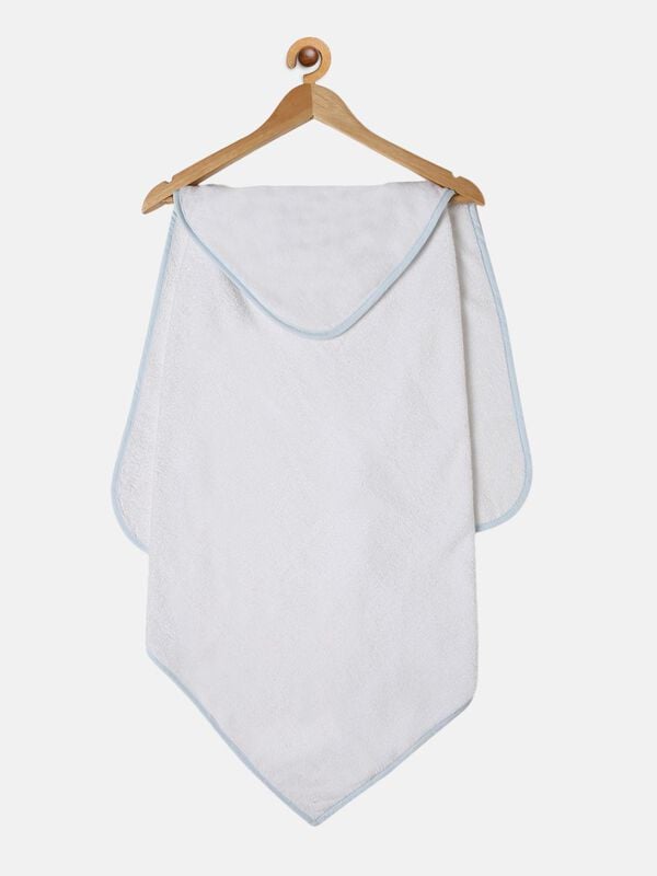 White and Blue Terry Towel With Hood image number 0